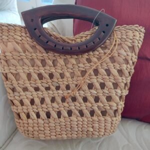 Waterhyacinth Bag with Wood Handle