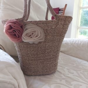Rattan Bag with Flower Accessory