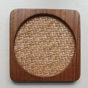 Set of 6 Wooden Rattan Coaster